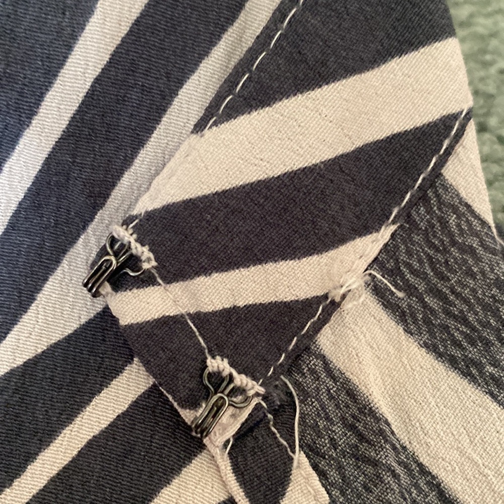 Blue & White Geometric Lined Pattern Dress - image 8